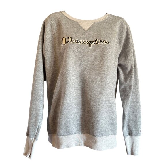Champion Gray Womens Sweatshirt L Crewneck Pullover Cotton/Polyester - Picture 1 of 8